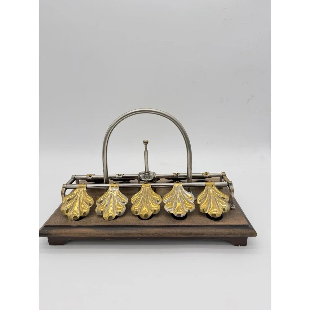 Antique English egg boiling rack & breakfast server Ginkgo Leaf Spring Clips